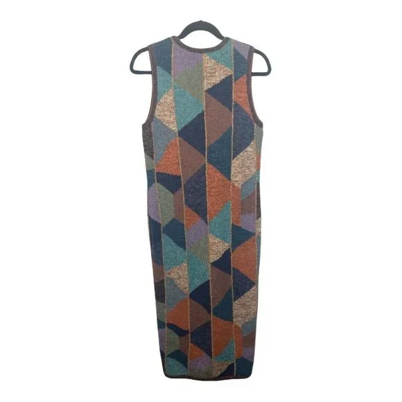 Peruvian Connection KAFFE FASSETT Sweater Vest Duster Medium Geometric - Picture 6 of 12
